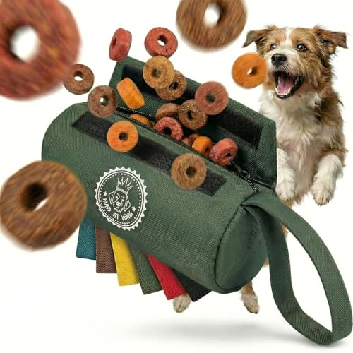 HUND IST KÖNIG Futterdummy Hunde - Futterbeutel Hundetraining | Apportierbeutel für Hunde - Für alle Rassen - Perfekt fürs Dummy Hundetraining + Trainings-eBook, Leckerlibeutel für Hunde