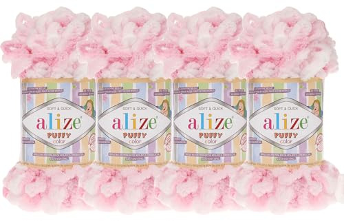 Alize Puffig färg babyfilt garn parti om 4skn 400 g 39,3 yds 100 % mikropolyester mjukt garn handstickgarn (5863)