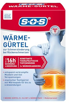 SOS Wärme-Gürtel (1er Pack) Rückenwärmer zur Schmerzlinderung bei Rückenschmerzen - wärmender Hüftgürtel für verkrampfte Muskeln & Verspannungen