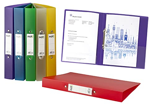 6er Pack Ringordner/Ringmappe A4 2 Ringe 38mm breit in 6 verschiedenen Intensiven Farben leicht durchsichtig