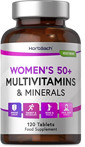 Multivitamins for Women 50+ | 4 Months Supply | 28 Essential Vitamins & Minerals Including Biotin, Iron, Folic Acid, B6, B12, Calcium, Zinc, Vitamin C & More! | 120 Vegan Tablets | by Horbaach