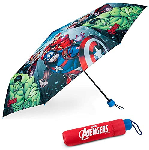 BONNYCO Ombrello Pieghevole Bambino Avengers Mini Ombrello Antivento con Struttura Rinforzata | Ombrellino Portatile Borsa, Zaino o Viaggio | Ombrellino per Bambini - Regali Originali Ragazzi