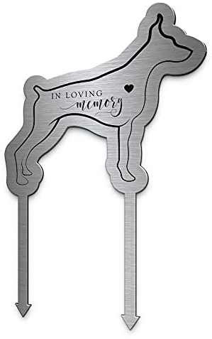 CHRISCK design Grabstecker aus Edelstahl Hund mit Motiv oder Trauerspruch | Grabgestecke für Urnengrab Grabschmuck Hund | Einzigartige Hunde Grabdeko | langlebige Gravur