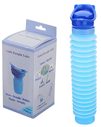 KkaFFe Adjustable Emergency Urinal 750ml, Portable Toilet for Car, Portable Mini Outdoor Camping Travel Shrinkable Personal Mobile Toilet Potty Pee Bottle for Kids Adult (Blue)