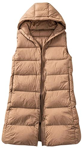YUNHOME Angelweste Große Größe Weste Warme Weste Winterweste Daunenweste Damen Herbst Und Winter Damen Weste Jacke Damen Winterweste Damen Mittellange Daunenweste Damen Oberbekleidung-Khaki_2XL