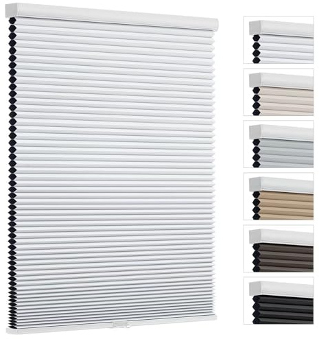Changshade Blackout Cellular Window Shades Cordless, Honeycomb Blinds for Indoor Windows Room Darkening Black Out Thermal Insulated for Bedroom, Bathroom, Shade Size 34 Inch Wide 72 Inch High, White