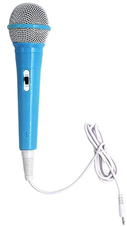 Faderr Microfono con cavo jack da 3,5 mm, microfono karaoke dinamico portatile vocale a mano karaoke, microfono vocale dinamico, non richiede batterie, blu