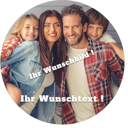 J&M DECO Disque Coloré Sucre Gateau Anniversaire - avec Votre Photo - Azyme de Gâteaux - Personnalisé Décoration Gâteau - Comestible 20 cm