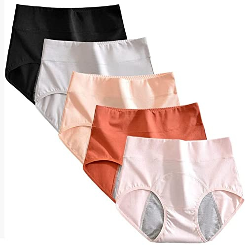 ATIVOZ Niña Menstrual Bragas 5 Unids Incontinencia Período Bragas Sanitario a Prueba de Fugas Protector Transpirables Ropa Interior (Color : Multicolor, Size : M)