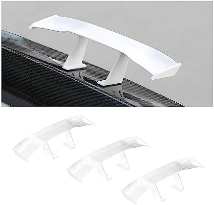 CGEAMDY 3PCS Mini Aileron de Voiture, Multifonctionnel Aile de Queue de Voiture, Universel Mini Aile de Becquet, sans Perforation Texture en Fibre de Carbone pour la Décoration(Blanc)