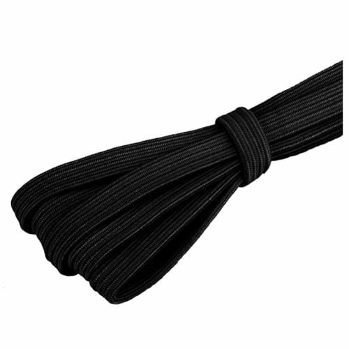 SHTGOI Elastisches Seil 2m Dicke Flache Expanderseil Gummikordel Durchmesser 12mm Gummiseil Bunt Gepäckspanner Hosengummi Elastische Nähbänder zum Nähen für DIY Handwerk Kleidung Schwarz
