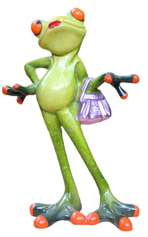 Abaodam Frog Figurine with Handbag 5.91In Resin Desktop Ornament for Garden Home Aquarium Decoration