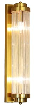 NICRX 60 cm Messing-Gold-Kristall-Wandleuchte,Wandlampe mit Messinggold und Kristallglas,Innen Wandleuchte für Wohnzimmer,Schlafzimmer (Messing Gold)