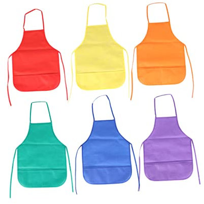 BESTonZON 6 Stück Overalls Für Mädchen Weiße Arbeitsschürze Künstler-Malschürze Kunstmalschürze Malschürze Künstlerschürze Küchenschürze Kunstmalschürze Lätzchen Junge