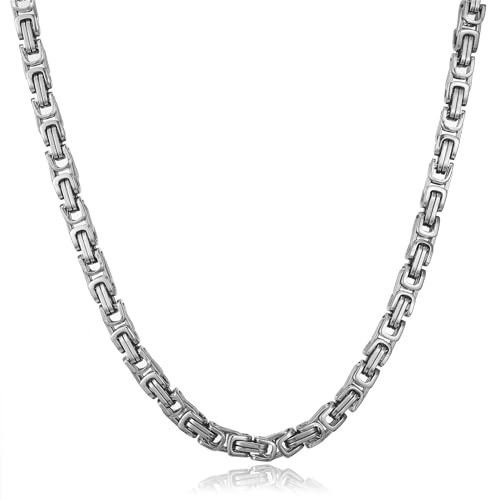 HSWYFCJY Herrhalsband, herrhalsband, silverkedja, herr, 4/6/8 mm, 46 cm-66 cm, herrhalsband i rostfritt stål, herr, 46 cm, Rostfritt stål