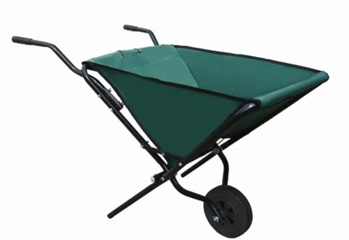 Carriola pieghevole – Carriola pieghevole – Robusto telaio in acciaio – 112 cm x 72 cm x 73 cm – Tessuto Oxford 600 D – Carrello da giardino – Gancio – Carrello scorrevole – Verde/Nero