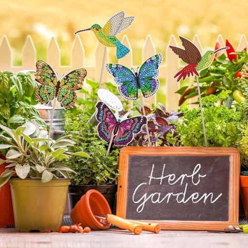 EEEKit 12PCS Garden Butterfly Stakes, Diamond Painting Garden Ornaments