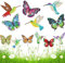 EEEKit Diamant-Malerei Gartenstecker, 12 Stück Edelstein-Kunst Schmetterling Kolibri Stäbchen für Blumen Pflanzengarten Dekoration