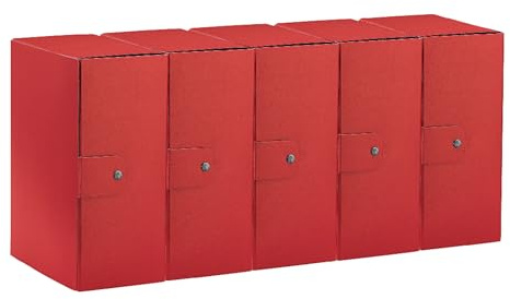 Esselte C35 EUROBOX Cartella Progetti per l'archiviazione, chiusura con bottone, 25 x 35 cm, Dorso 15 cm, Rosso, Confezione da 5 pz, 390335160