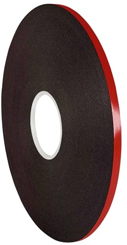 KLEBESHOP24 Spiegelklebeband doppelseitig weiß 1 mm dick, 6 mm x 50 m | universelles Montageband, stark klebend, rote Abdeckung