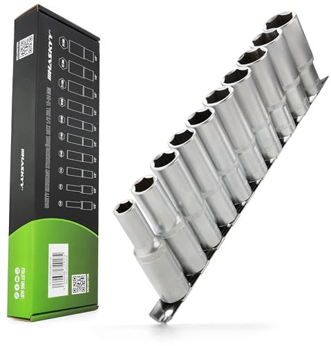 Steckschlüssel Satz Lang Nüsse Tiefbettnüsse 1/2 Zoll Stecknüsse 10-24 mm Sechskant Set 76mm Steck Nuss 6 Kant Einsatz Schraubenschlüssel