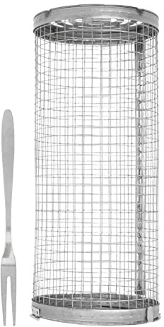 Rullande Grillkorg Öppet Galler Roststål Trådnät Cylinder Grillkorg för Fisk Grönsaksfrites L Värmefördelning så Att Din Mat Lagas Varje Gång (rostfritt stål)