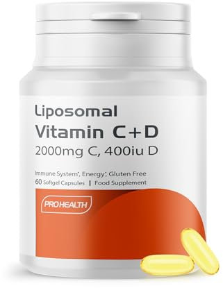 ProHealth Liposomal Vitamin C 2000mg + Vitamin D3 400IU - High Absorption Softgels | Immune Support, Antioxidant, Collagen & Bone Health | Non-GMO, Gluten-Free, Made in UK, 30-Day Supply