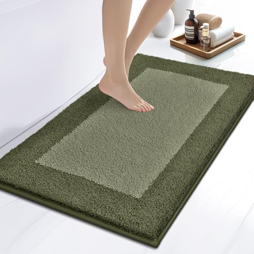 DOMUSTEX Badezimmerteppich 50 X 76 cm, Badematte rutschfest, Badteppich Waschbar, Badvorleger für Dusche, Badewanne und Fußboden
