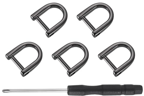 QUARKZMAN 5pcs arandelas D con tornillo en forma U, reemplazo para correas bolso, llavero, hebilla, 0.32x0.35pulgadas, negras