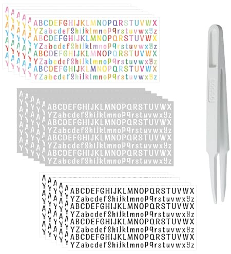 GETRICH 18 Blätter Selbstklebende Buchstaben Aufkleber, 3 Farbe Klebebuchstaben Wetterfest mit Pinzette Vinyl Alphabet Aufkleber Buchstaben Sticker Buchstaben zum Aufkleben für Scrapbooking Grußkarten