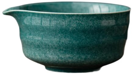 Folpus Matcha-Schüssel aus Keramik, handgefertigt, Tasse für grünen Tee mit Ausgießer, 500 ML, traditionelle japanische Matcha-Schüssel für Freunde, Blaugrün