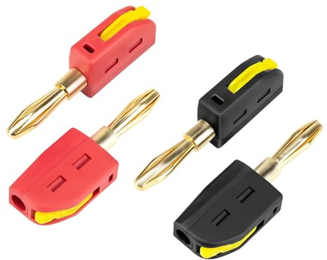 4 Stück Bananenstecker, Bananenstecker Lautsprecher, 32A Hochleistungs-Schnellanschluss Für Kabel Boxen Endstufen Receiver Stereoanlagen(Rot & Schwarz)
