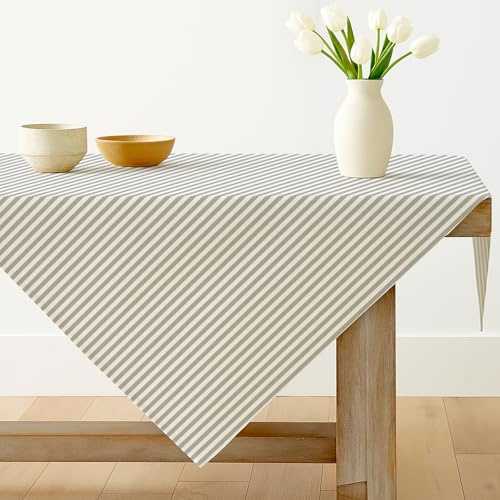 Luzzxfa Grau Gestreifte Tischdecke 100x100 cm Modern Tafeldecke Fleckschutz Abwaschbar Saisonnal Küche Tisch Dekoration Drinnen Urlaub Party Dekor