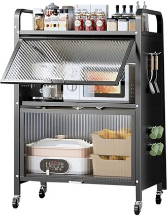 Support de four à micro-ondes à 3 niveaux - Gris - Économie d'espace - Pour la maison et la salle à manger - 70 cm de hauteur - Solution moderne pour meubles de cuisine
