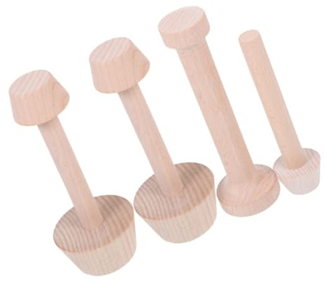 CLISPEED Wooden Tart Press Tool Set 4pcs Double-Sided Egg Tart Molds Mini Pie Shaping Tools Pastry Dough Tamper Kitchen Bakeware for DIY Dessert Baking