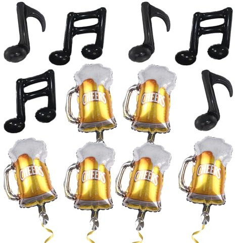 Antwhale 12 Piece Set Of Beer Balloons And Musical Note Balloons Made Of Foil Polyester Film Suitable For Beer Festivals Birthdays Boy And Girl Gatherings Anniversaries Wedding Supplies Decoration
