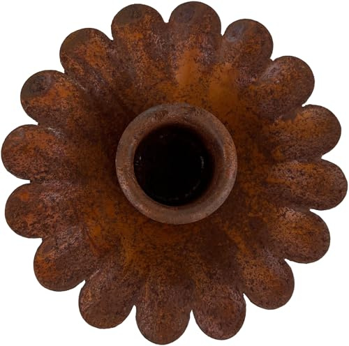 Ecosoul Portavelas de metal con forma de flor, 6 cm de altura, para Adviento y Navidad, color negro u óxido (marrón oxidado)