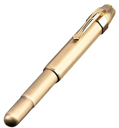 XAGMODSHN Portable Brass Pocket Size Pen Retro Metal Construction Refillable Inks Cartridge Ergonomic For Students Professional Short Portable Brass Pen
