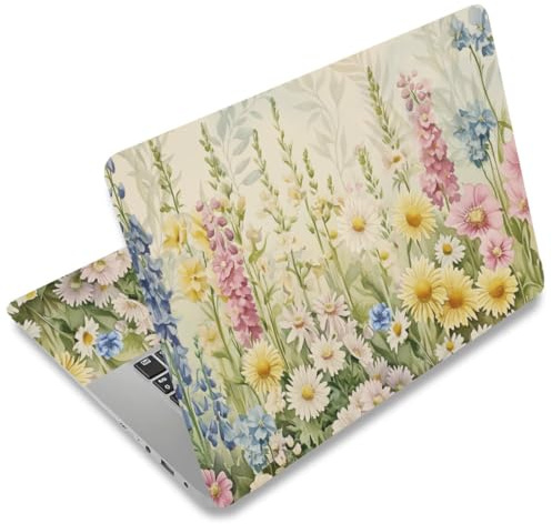 SUPERDANT Watercolor Flower Laptop Skin Sticker Decal Garden Universal Laptops Notebook Skin Sticker for 12 13 13.3 14 15 15.4 15.6 Inches Vinyl Laptop Cover Stickers Notebook Protector