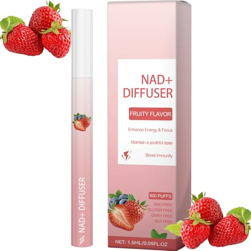 Bolígrafo difusor de hierbas sabor a fresa, bolígrafo difusor de gordolobo con aroma afrutado refrescante, inhalador portátil de aromaterapia con 600 bocanadas para uso diario relajante (1 unidad)
