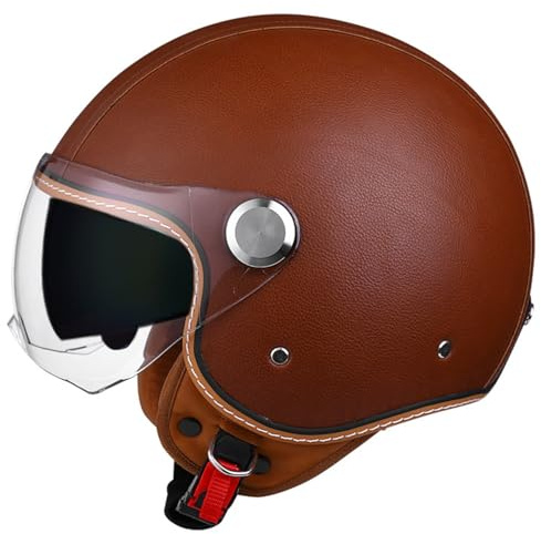 Casch Moto Jet E Demi-Jet Con Doppia Visiera Aperto Casco 3/4 Retrò Moto Per Uomini E Donne Adulti Casco Mezzo Scodella Per Scooter Cruiser DOTECE Omologato Caschi Cromwell J,XXL:63-64CM