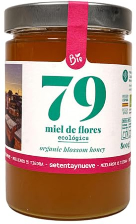 79 Setentaynueve - Miele di Fiori Biologico 800 g - Organico Multiflorale Naturale - Miele BIO di Spagna - Miele Puro da Apicoltura Biologica - Produzione Artigianale Spagnola
