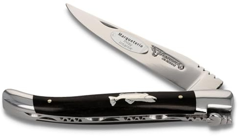 Laguiole en Aubrac Taschenmesser L0212E9IF 12 cm Backen glänzend Griff Ebenholz mit Zinn Intarsie