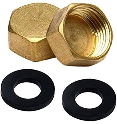 Merriway BH02886 (2 Pcs) Compression Fitting Brass Blank Nut Cap, 3/4-inch BSP - Pack of 2 Pieces