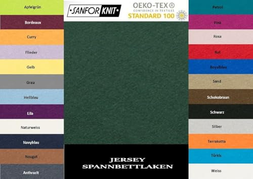 EXKLUSIV HEIMTEXTIL Jersey Spannbettlaken 140 x 200 cm Dunkelgrün 100% Baumwolle Öko - Tex Zertifiziert Bed-Sheet Bettlaken Spannbetttuch