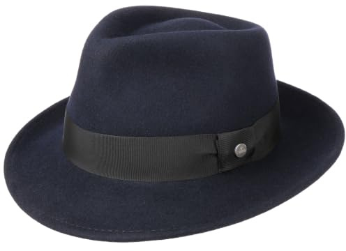 Lierys City Filthatt by Damer/Herrar - herrhatt maffiahatt Bogarthatt med grosgrain band Vinter Höst Sommar Vår Sommar-Vinter - M (56-57 cm) blå