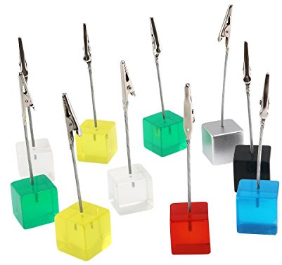 VORCOOL 10ST Cube Draht Harz Basis Memo Foto Halter Karte Hinweis Büroklammer (zufällige Farbe)