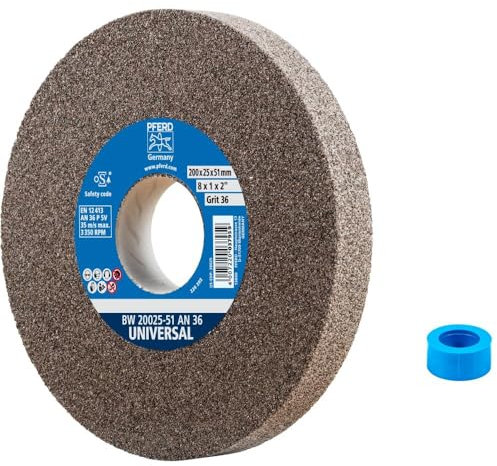 PFERD Schleifbockscheibe UNIVERSAL, 200x25x51mm, A36, 39009712 – Harte Schleifscheibe für universelle Schleifaufgaben, mit Reduzierhülse (32mm)