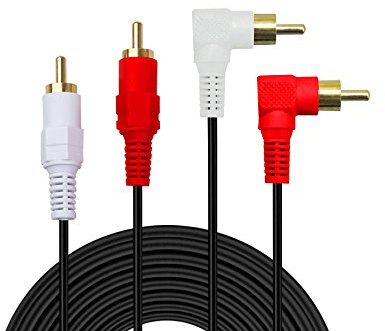 2RCA Cable,6ft Gold Plated 90 Degree Right Angle 2-Male to 2-Male RCA Audio Cable (6FT)