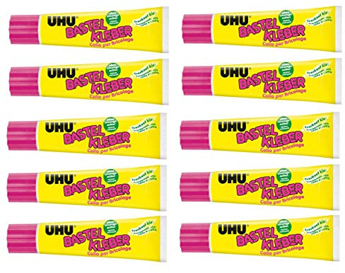 UHU 47735 - Bastelkleber, Tube mit 90 g (90g, Bastelkleber, 10 Tuben)